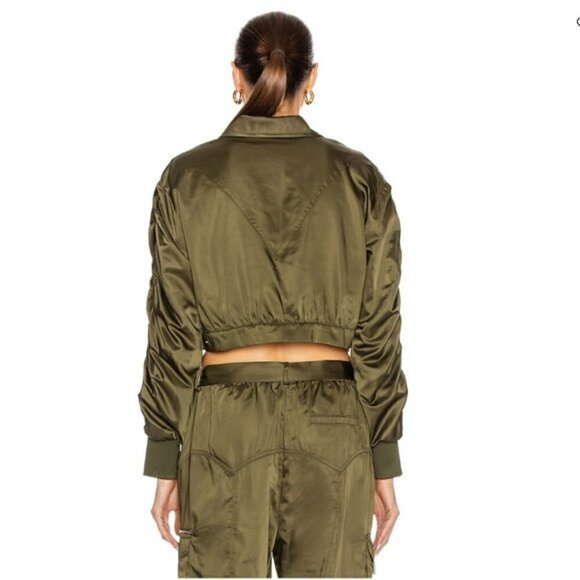 RETROFÊTE Mia bomber jacket & Kira jogger satin set Army Green - Picture 5 of 16